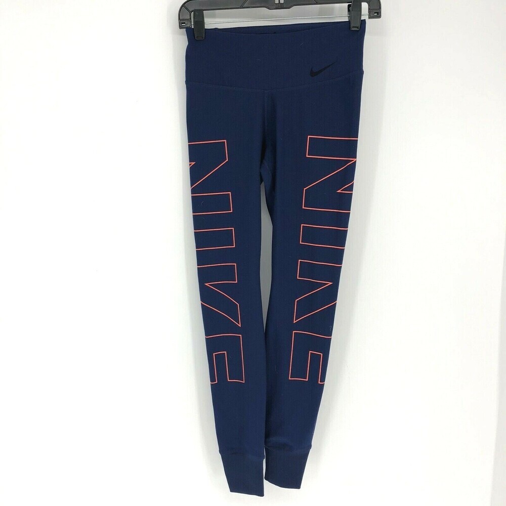Nike Women's Legend Compression Logo Print Dri-Fit Navy Blue Leggings Size XS